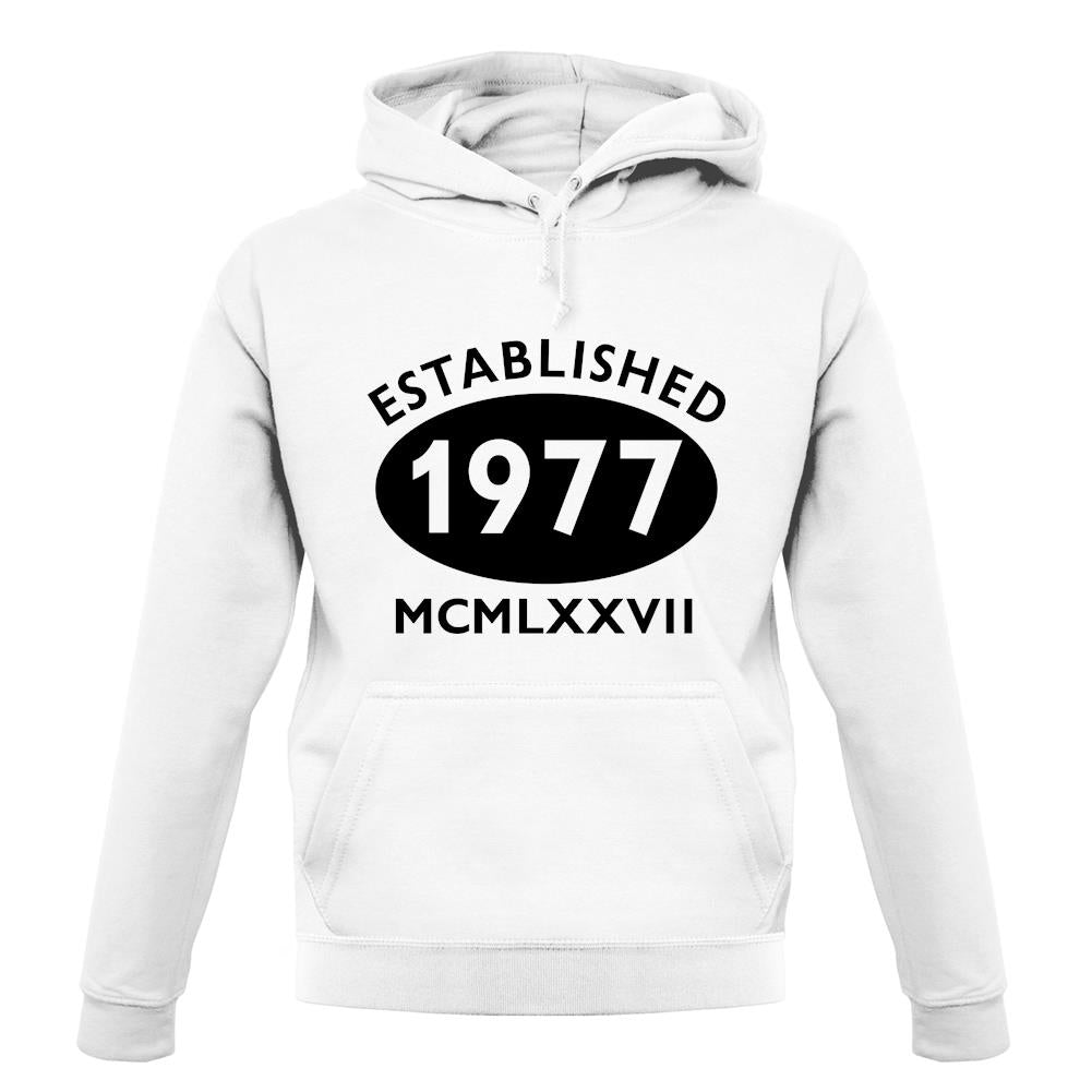 Established 1977 Roman Numerals unisex hoodie