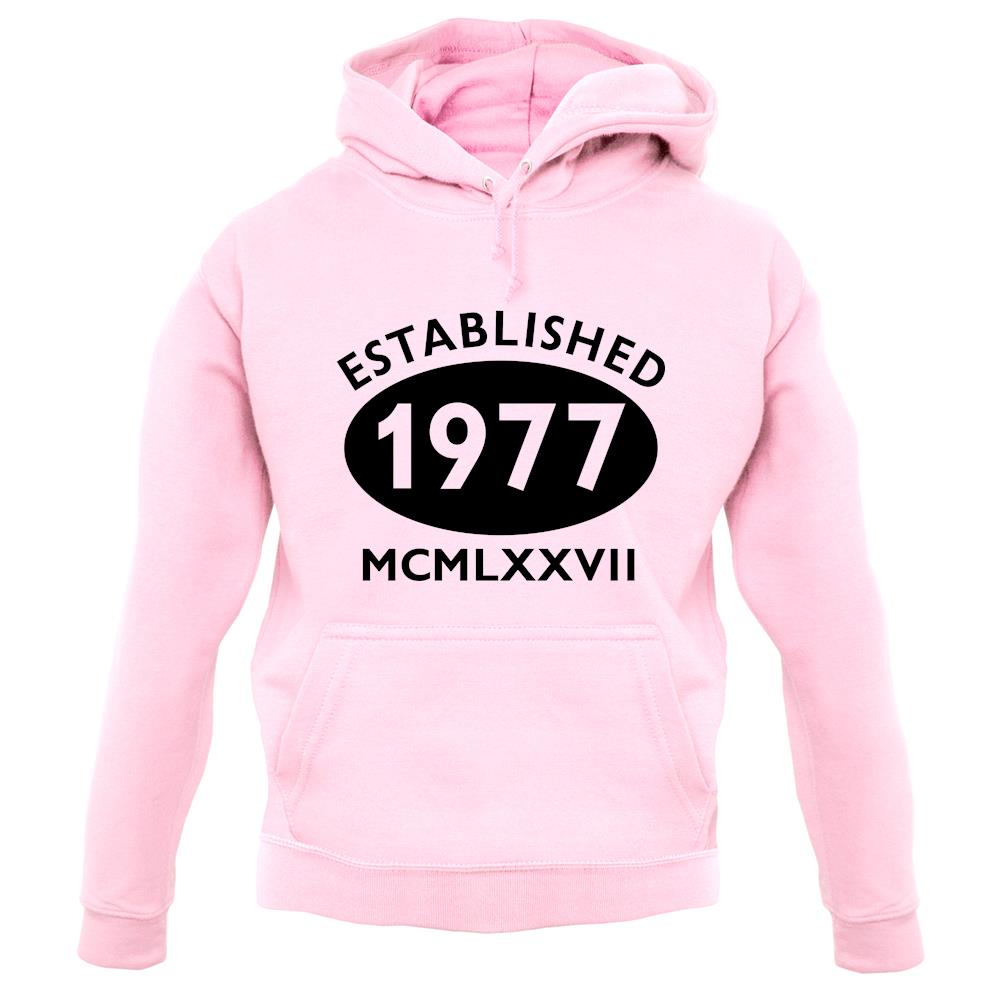Established 1977 Roman Numerals unisex hoodie