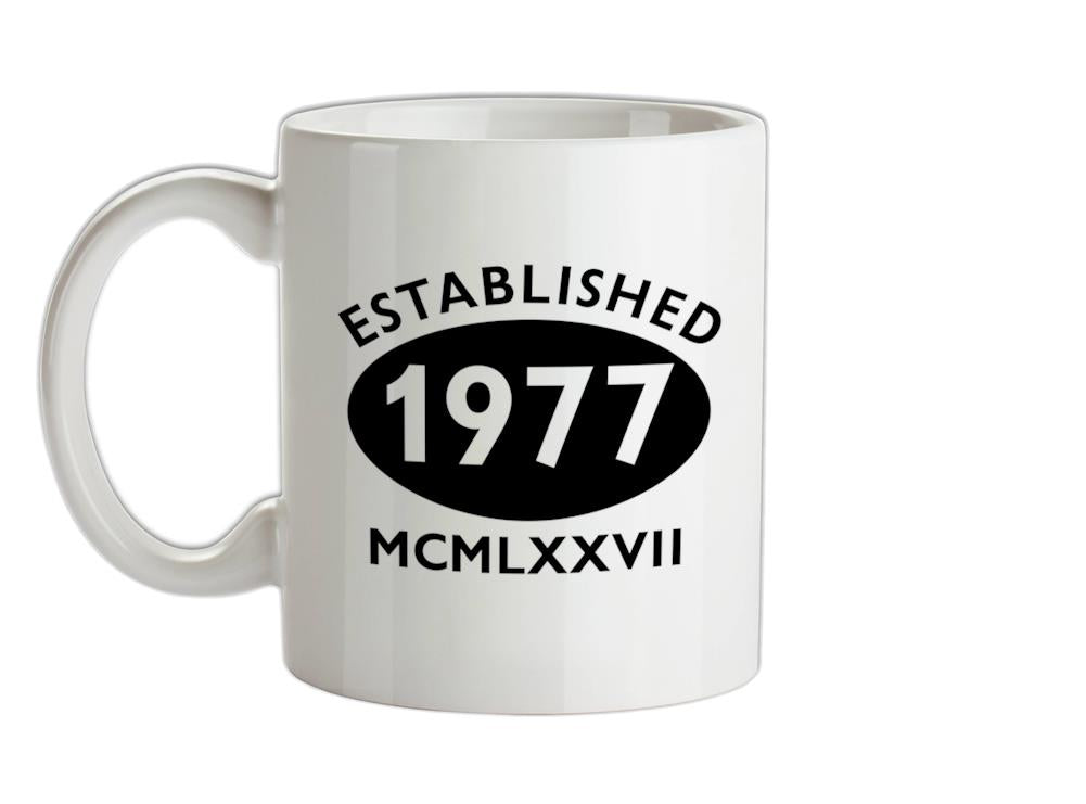 Established Roman Numerals Birthday 1977 Ceramic Mug
