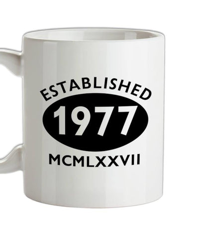 Established Roman Numerals Birthday 1977 Ceramic Mug