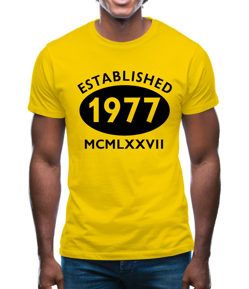 Established 1977 Roman Numerals Mens T-Shirt