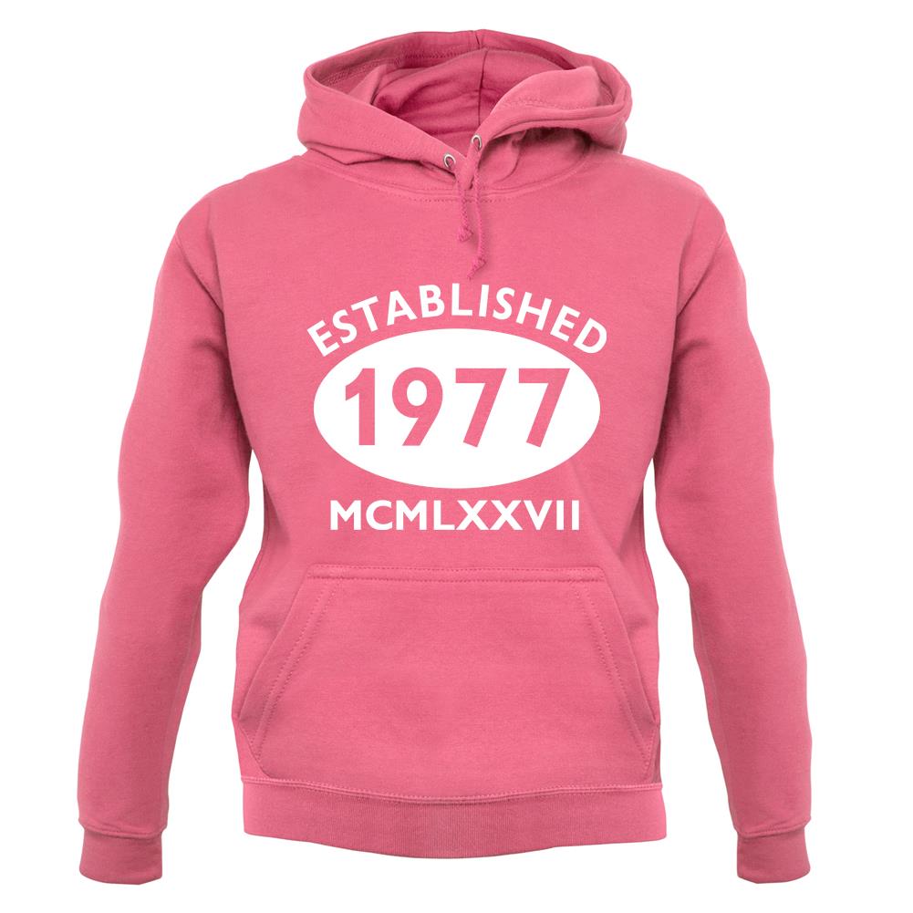 Established 1977 Roman Numerals unisex hoodie