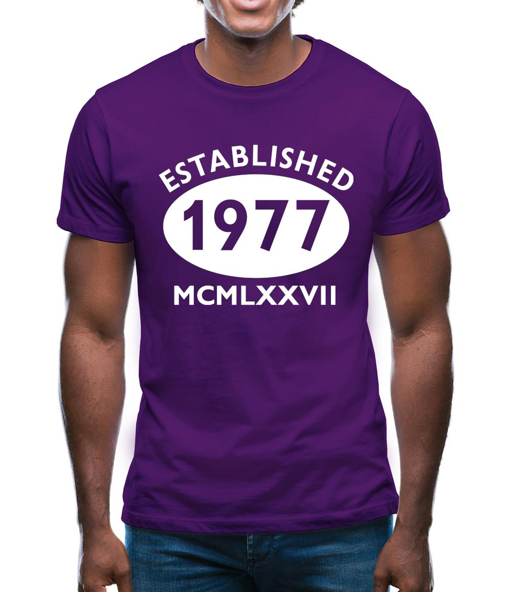 Established 1977 Roman Numerals Mens T-Shirt