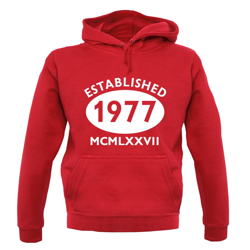 Established 1977 Roman Numerals unisex hoodie