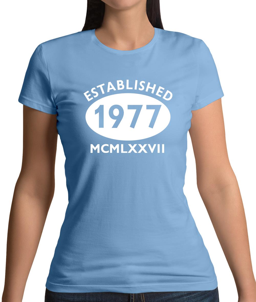 Established 1977 Roman Numerals Womens T-Shirt