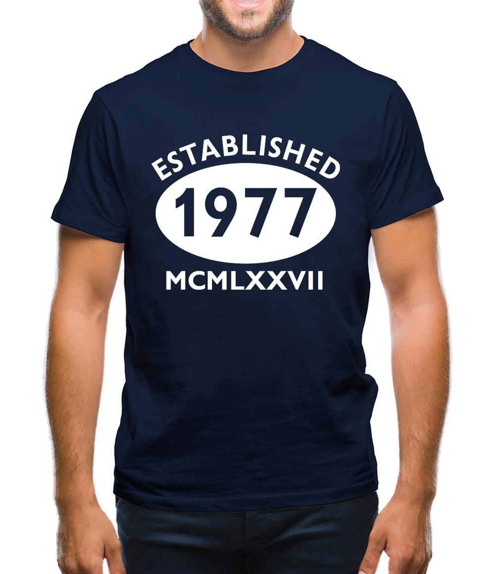 Established 1977 Roman Numerals Mens T-Shirt