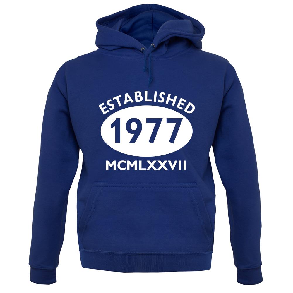 Established 1977 Roman Numerals unisex hoodie