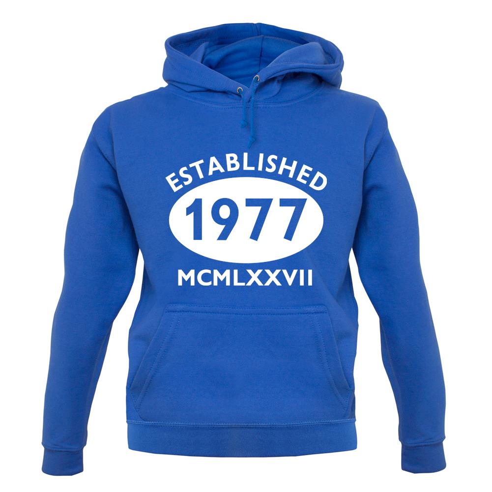 Established 1977 Roman Numerals unisex hoodie