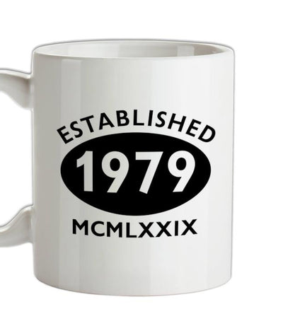 Established Roman Numerals Birthday 1979 Ceramic Mug