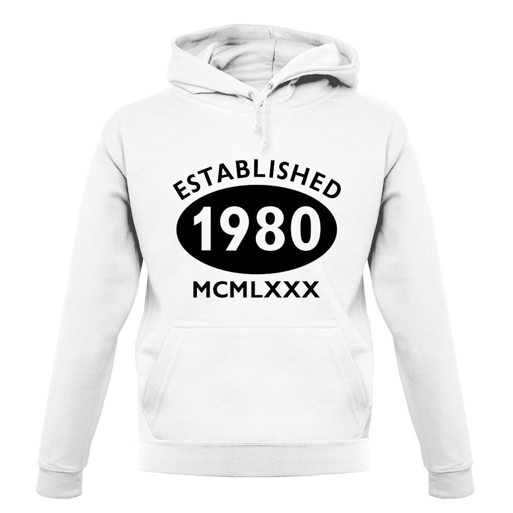 Established 1980 Roman Numerals unisex hoodie