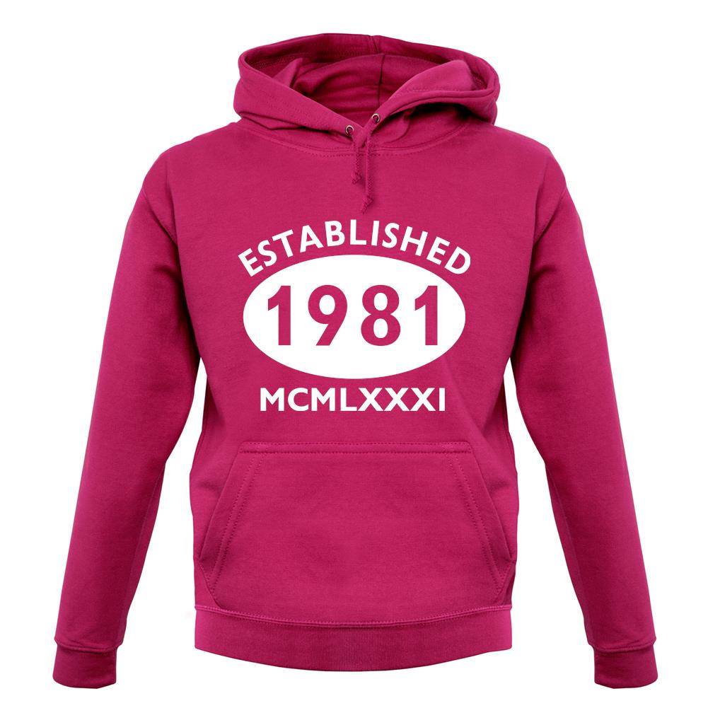 Established 1981 Roman Numerals unisex hoodie