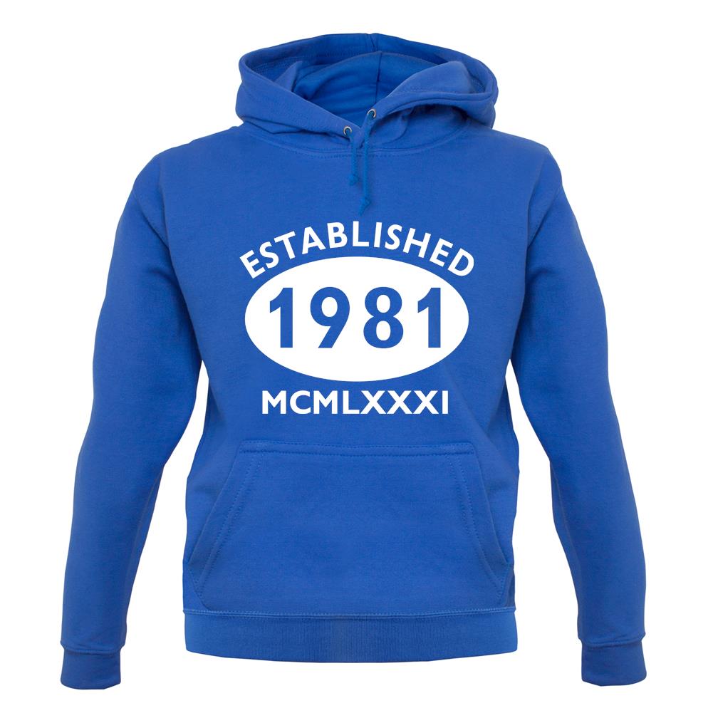 Established 1981 Roman Numerals unisex hoodie