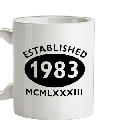 Established Roman Numerals Birthday 1983 Ceramic Mug
