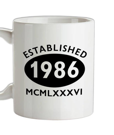 Established Roman Numerals Birthday 1986 Ceramic Mug