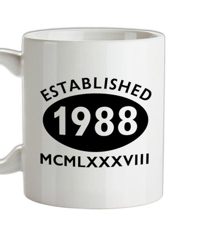Established Roman Numerals Birthday 1988 Ceramic Mug