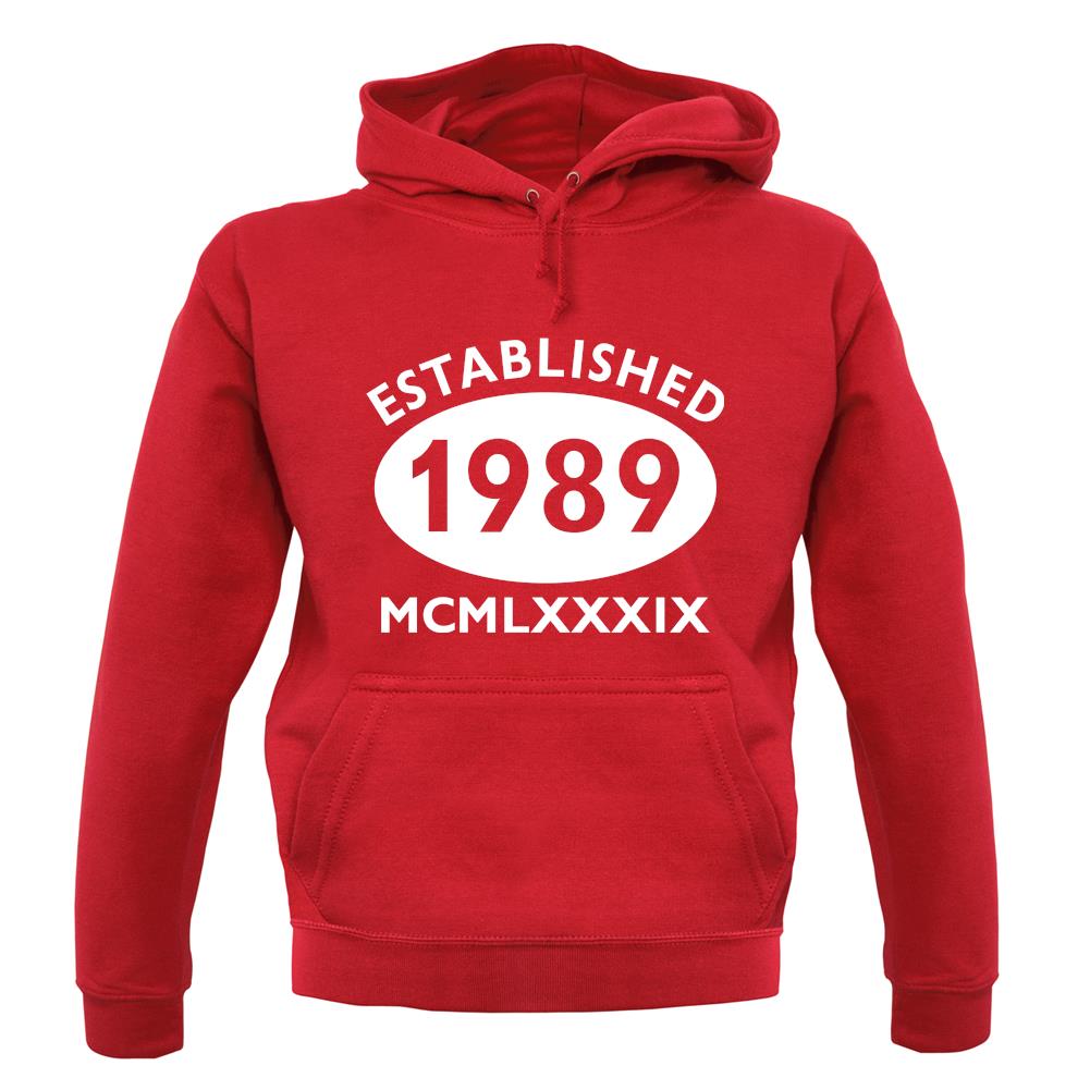 Established 1989 Roman Numerals unisex hoodie