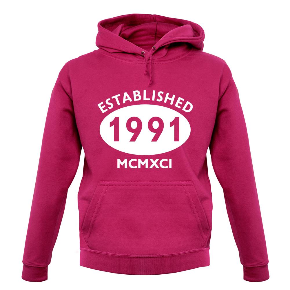Established 1991 Roman Numerals unisex hoodie