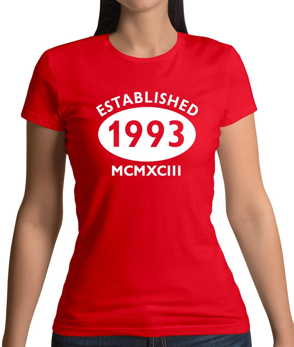 Established 1993 Roman Numerals Womens T-Shirt