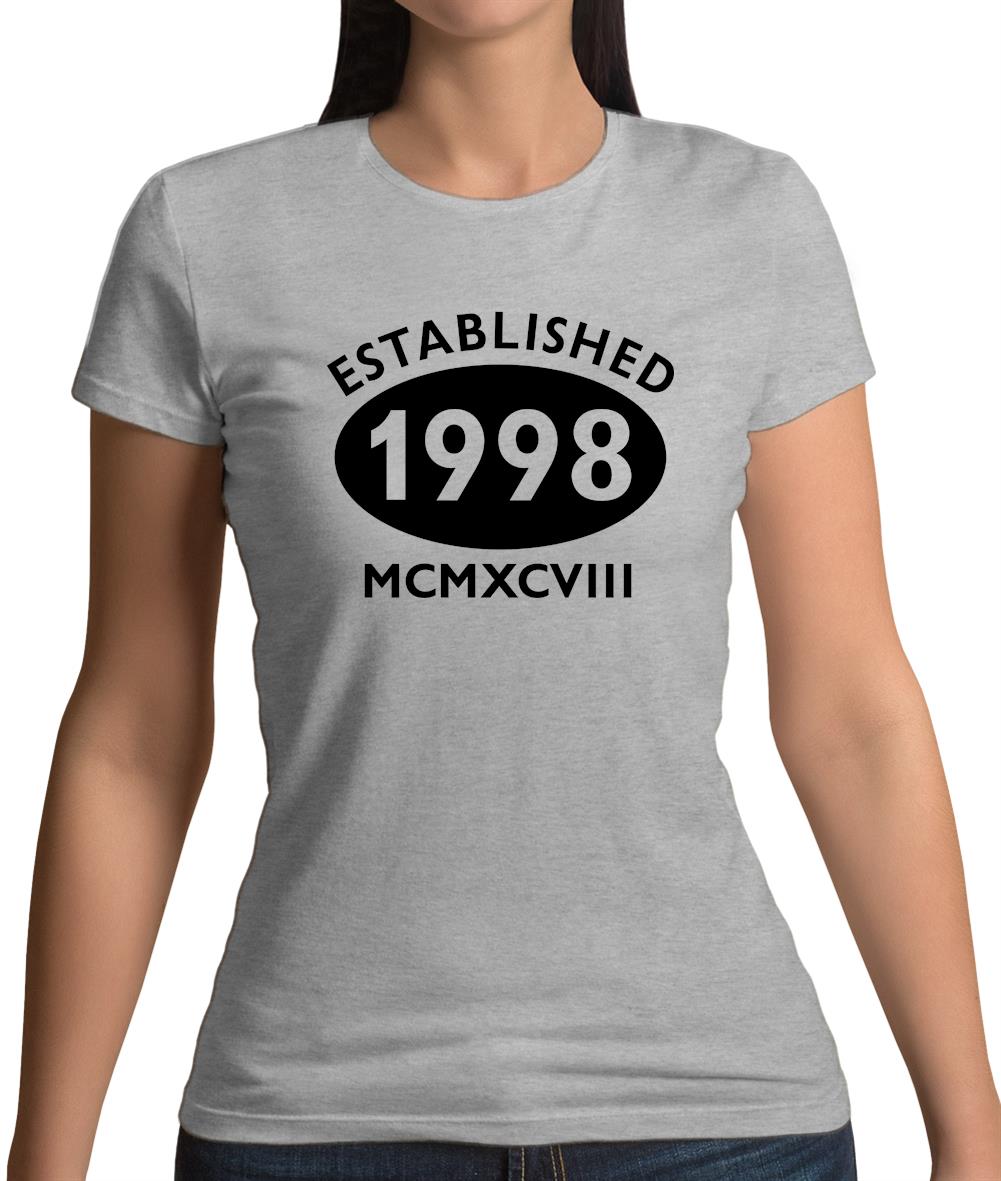 Established 1998 Roman Numerals Womens T-Shirt