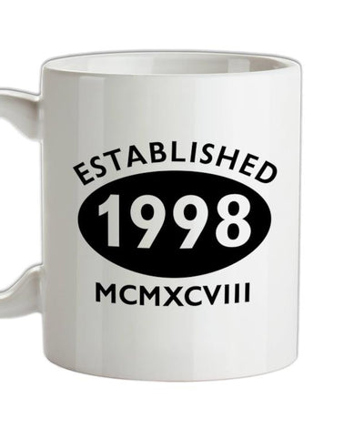 Established Roman Numerals Birthday 1998 Ceramic Mug