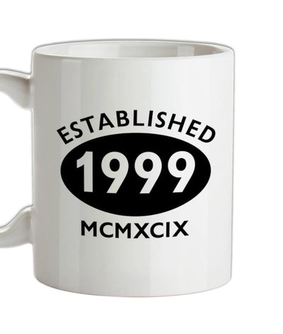 Established 1999 Roman Numerals Ceramic Mug