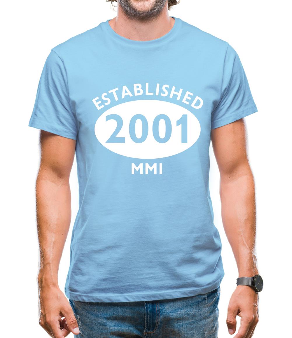 Established 2001 Roman Numerals Mens T-Shirt