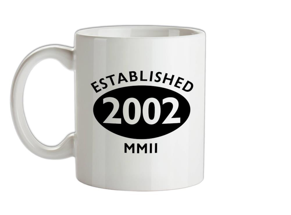 Established Roman Numerals Birthday 2002 Ceramic Mug