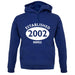 Established 2002 Roman Numerals unisex hoodie