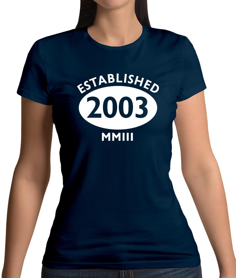 Established 2003 Roman Numerals Womens T-Shirt