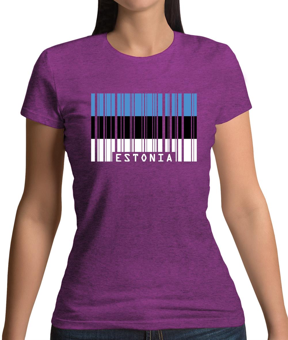 Estonia Barcode Style Flag Womens T-Shirt