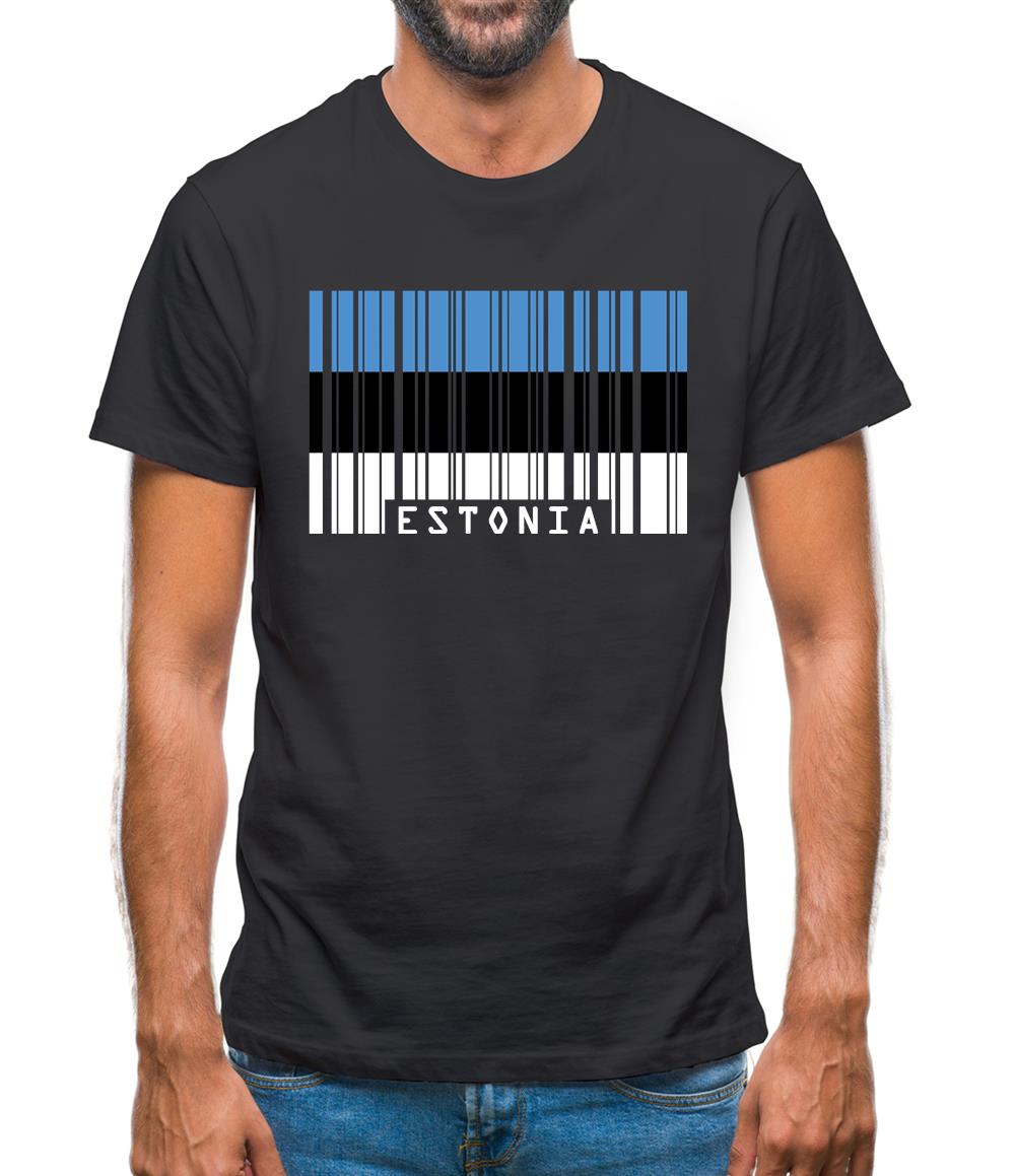 Estonia Barcode Style Flag Mens T-Shirt