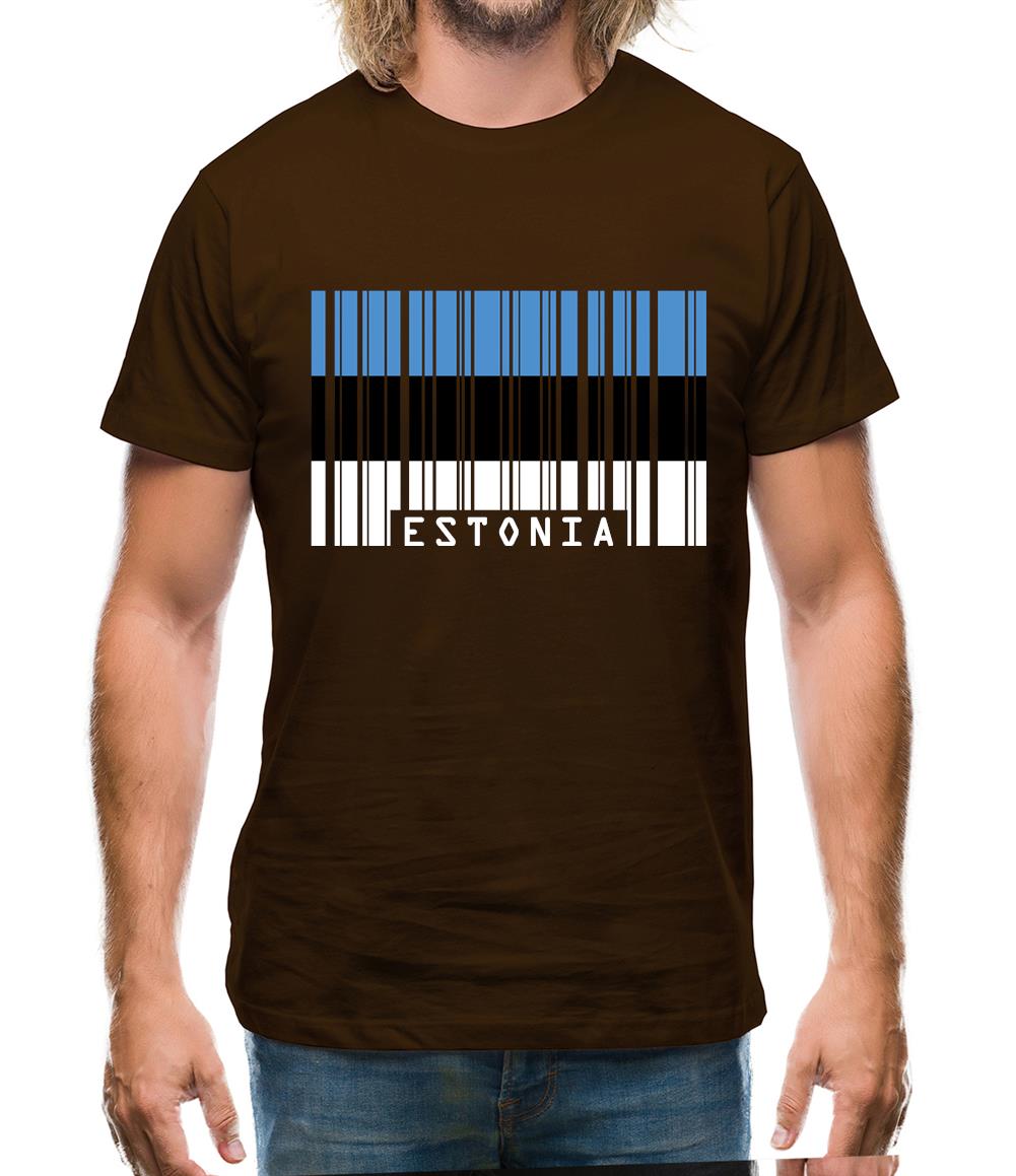 Estonia Barcode Style Flag Mens T-Shirt