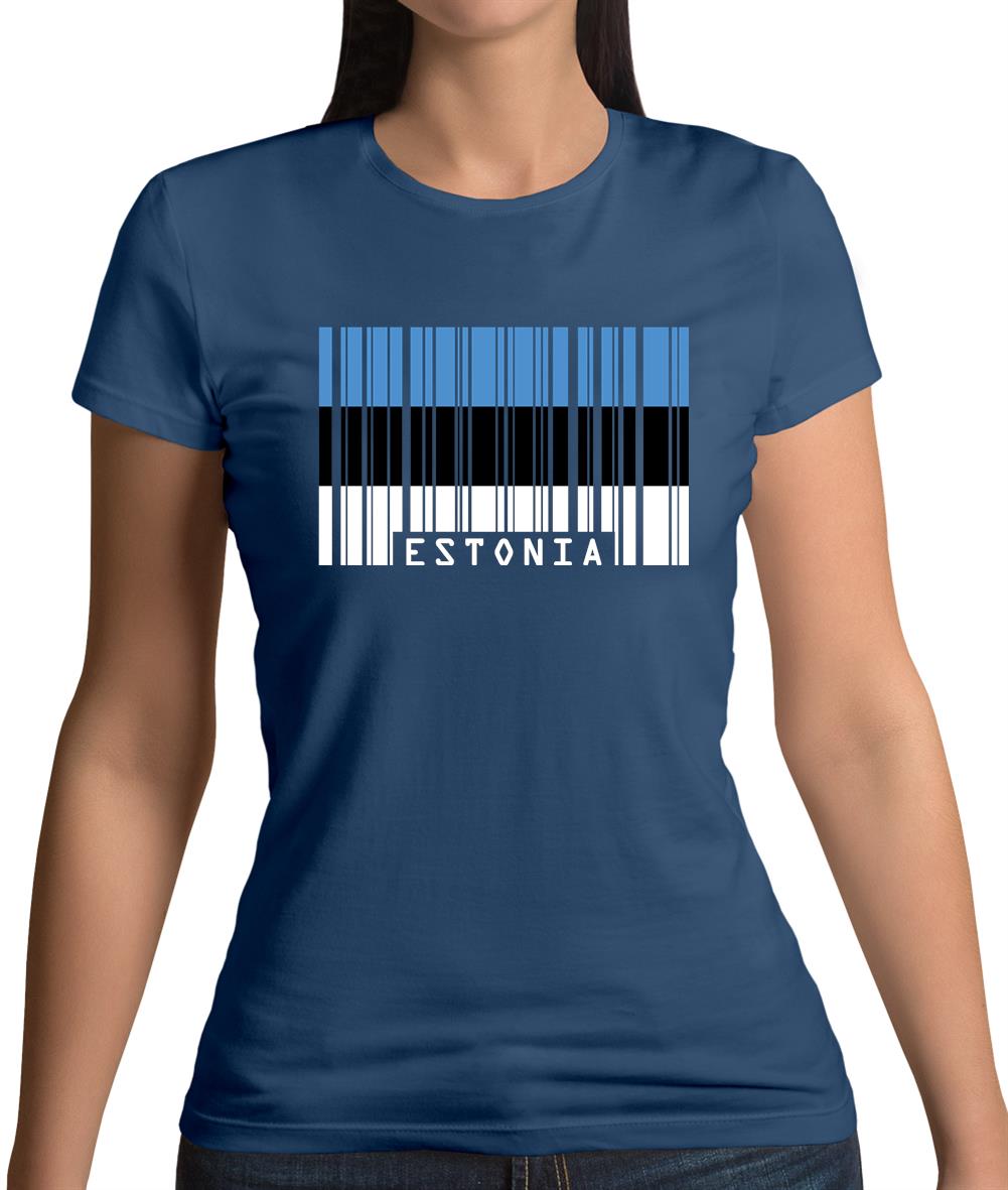 Estonia Barcode Style Flag Womens T-Shirt