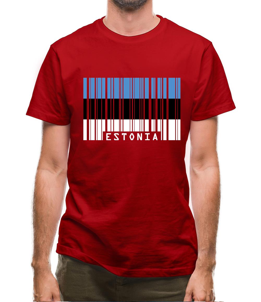 Estonia Barcode Style Flag Mens T-Shirt