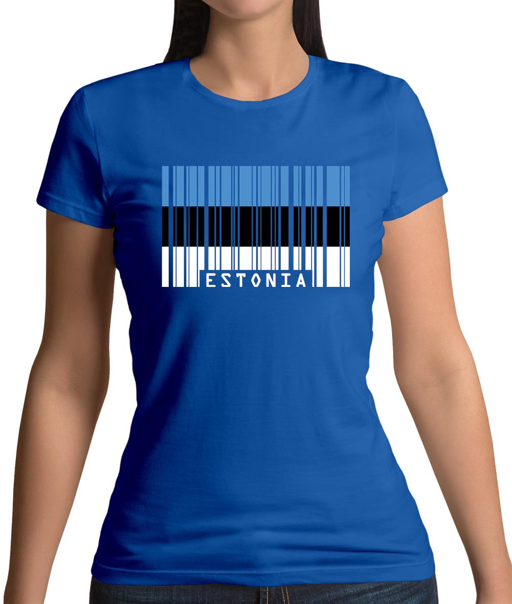 Estonia Barcode Style Flag Womens T-Shirt
