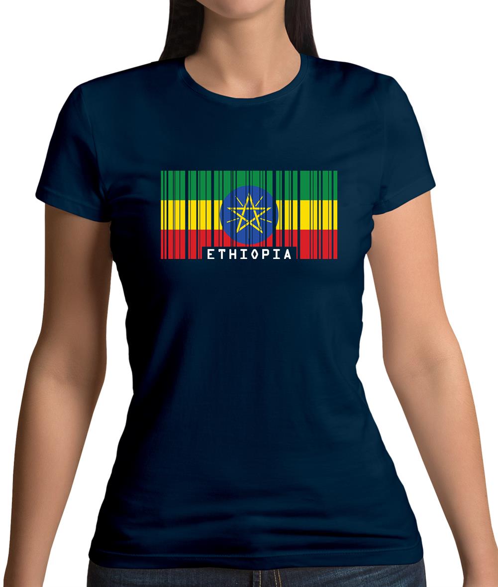 Ethiopia Barcode Style Flag Womens T-Shirt