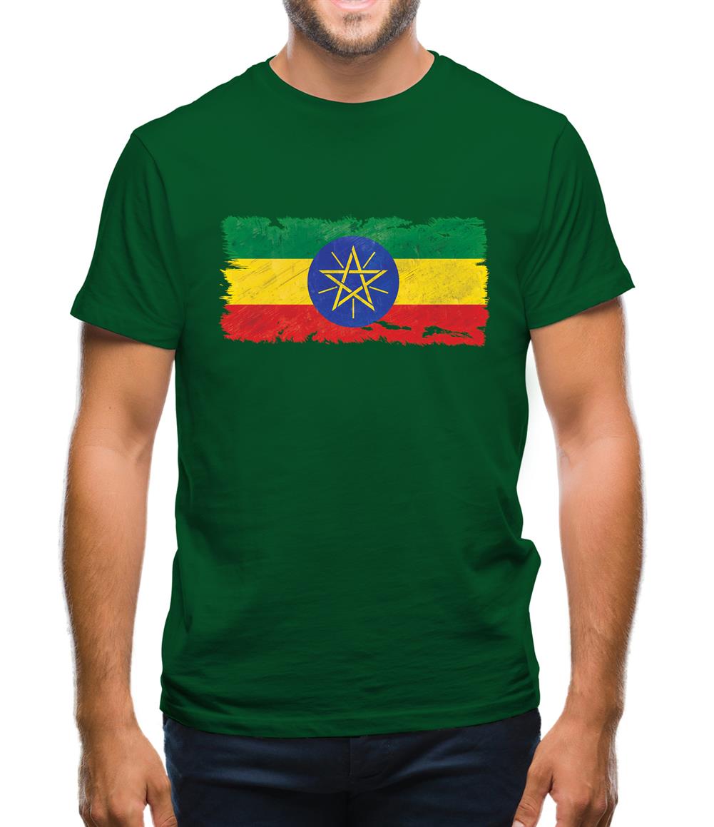 Ethiopia Grunge Style Flag Mens T-Shirt