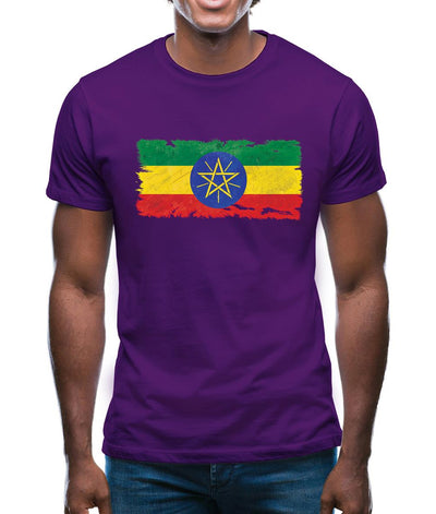 Ethiopia Grunge Style Flag Mens T-Shirt