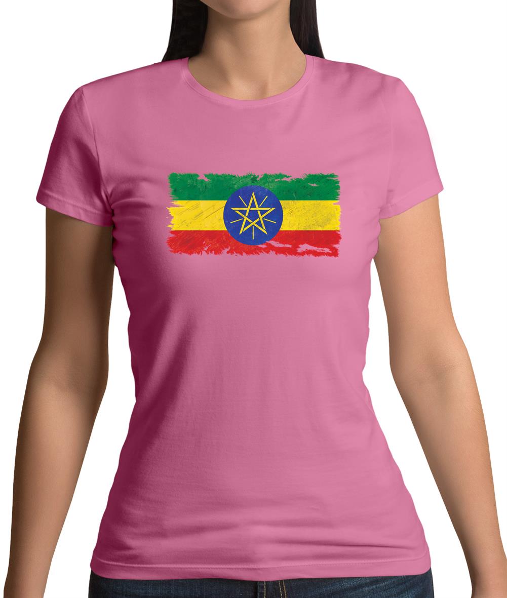 Ethiopia Grunge Style Flag Womens T-Shirt