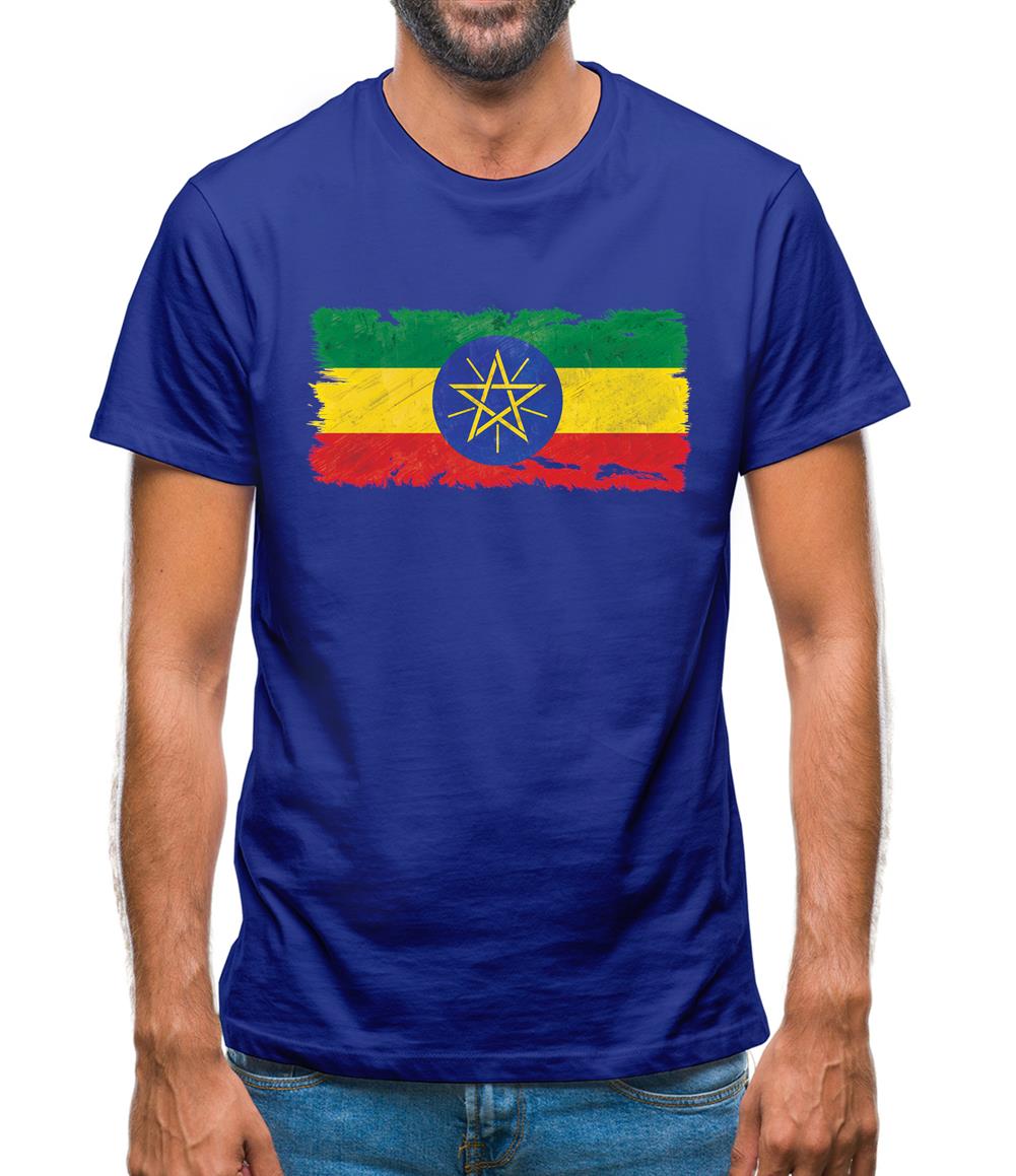 Ethiopia Grunge Style Flag Mens T-Shirt