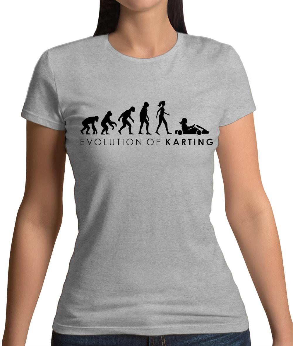 Evolution Of Woman Karting Womens T-Shirt