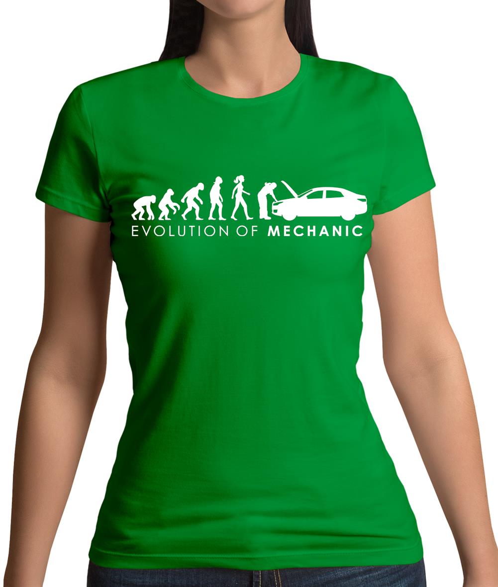 Evolution Of Woman Mechanic Womens T-Shirt