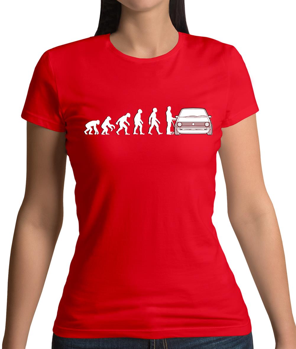 Evolution Of Man Mk1 Golf Driver Womens T-Shirt