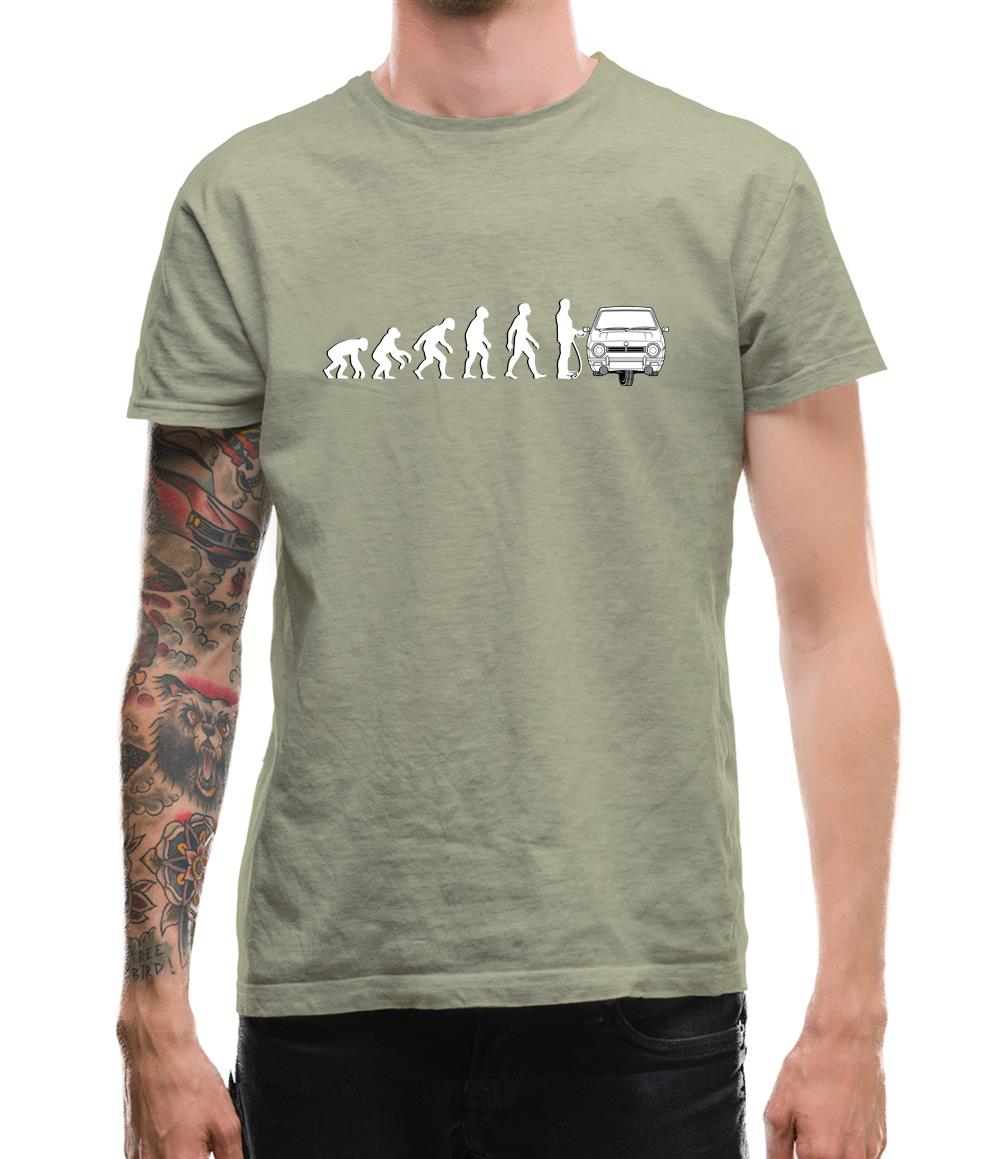 Evolution Of Man Reliant Robin Driver Mens T-Shirt