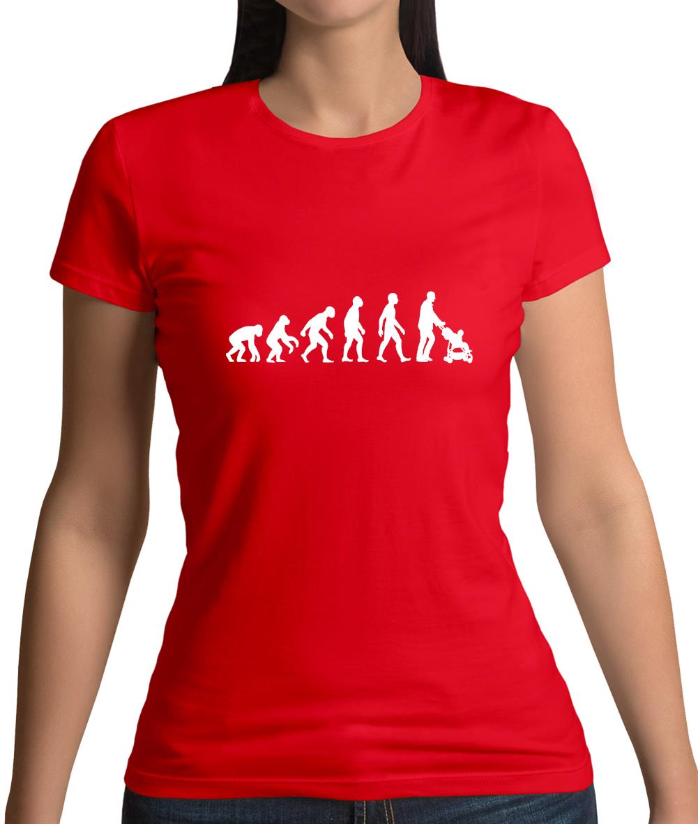 Evolution Of Man Push Chair Womens T-Shirt