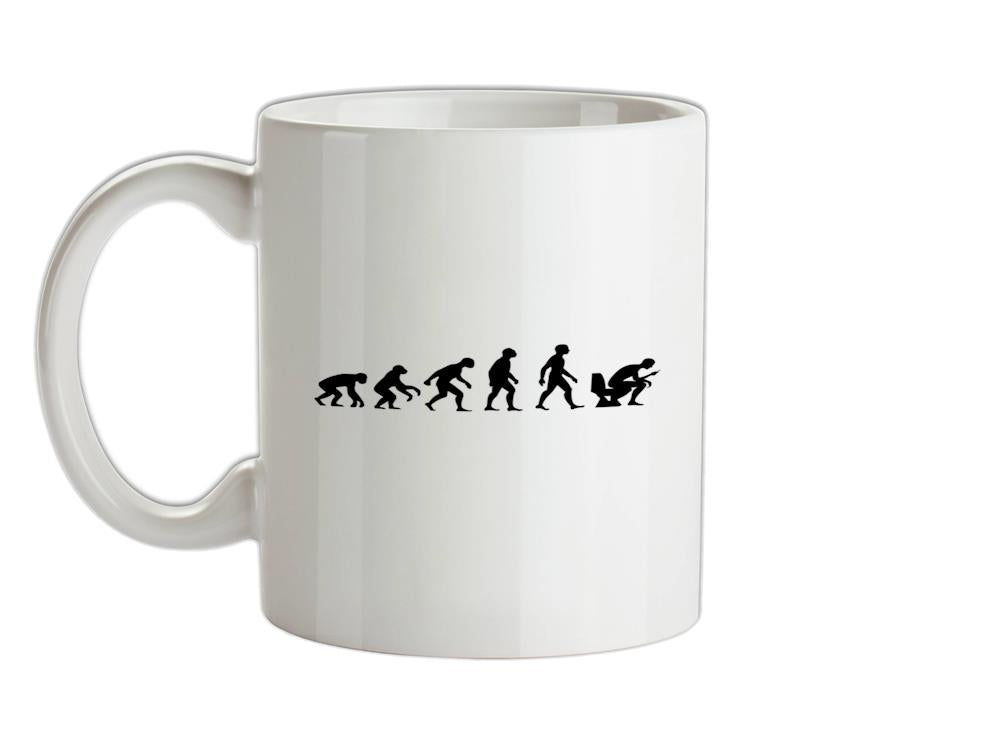 Evolution Of Man Phone On Toilet Ceramic Mug