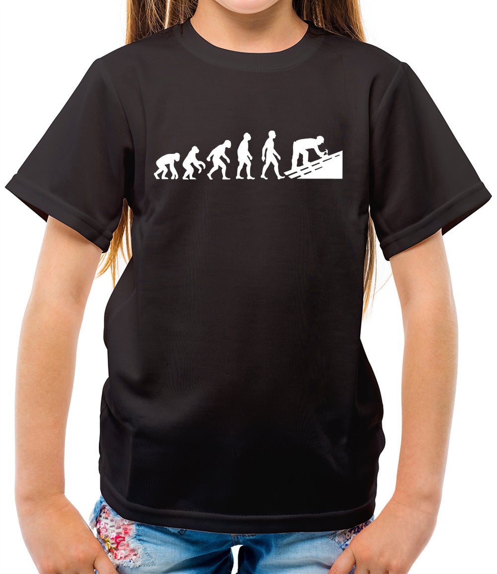 Evolution Of Man Roofer - Childrens / Kids Crewneck T-Shirt