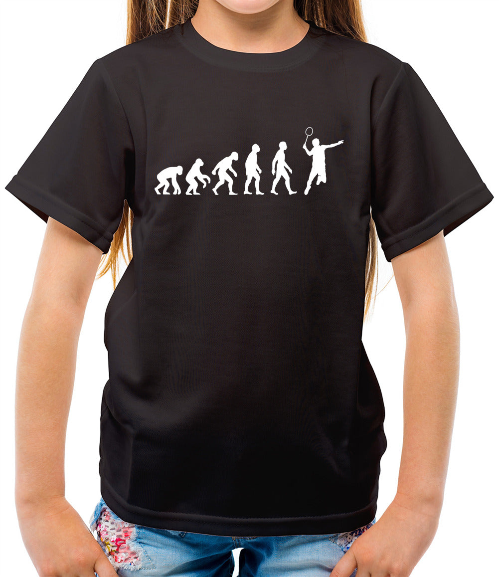 Evolution of Man Badminton - Childrens / Kids Crewneck T-Shirt