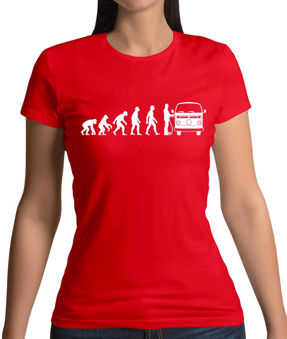 Evolution of Man Bay Camper Womens T-Shirt