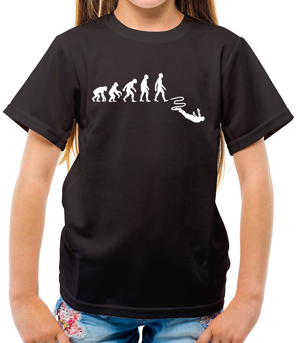 Evolution Of Man Bungee Jump - Childrens / Kids Crewneck T-Shirt
